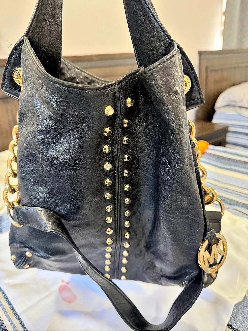 Michael Kors Studded Black Hobo Bag